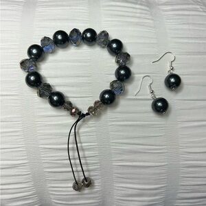 Black and Silver Beaded Bracelet